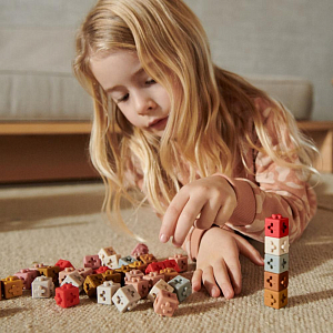 Набор строительных блоков LIEWOOD, 50 шт, мульти микс с пудрово-малиновым